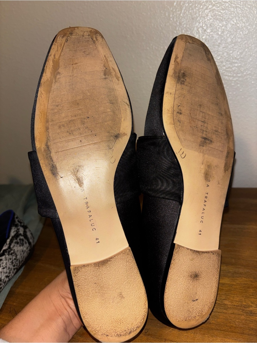 Zara Trafaluc Black jewel Satin Ballet Flats - Picture 6 of 6